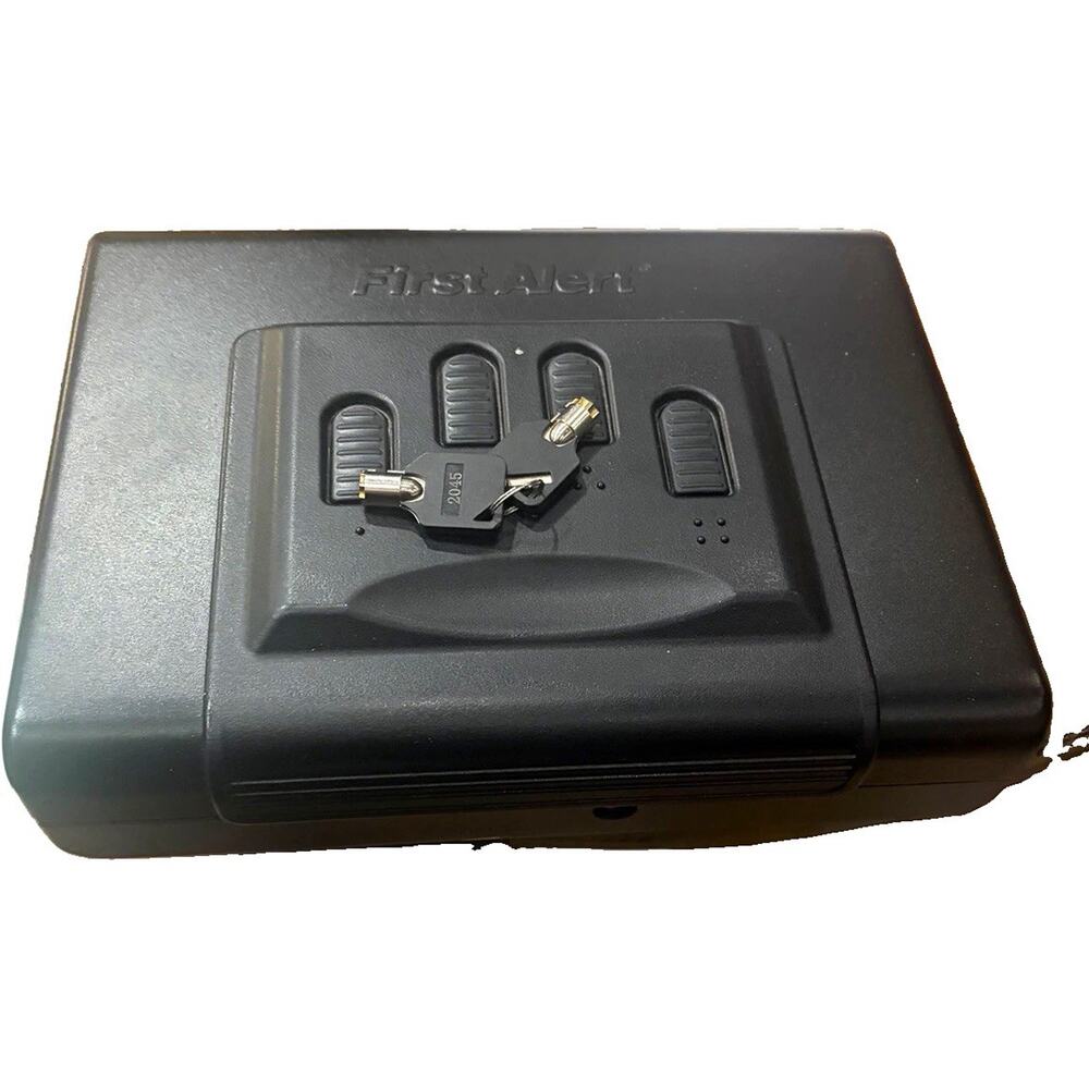 First Alert Steel Handgun Safe Key Lock, Padded Interior, Cable, 2 Keys